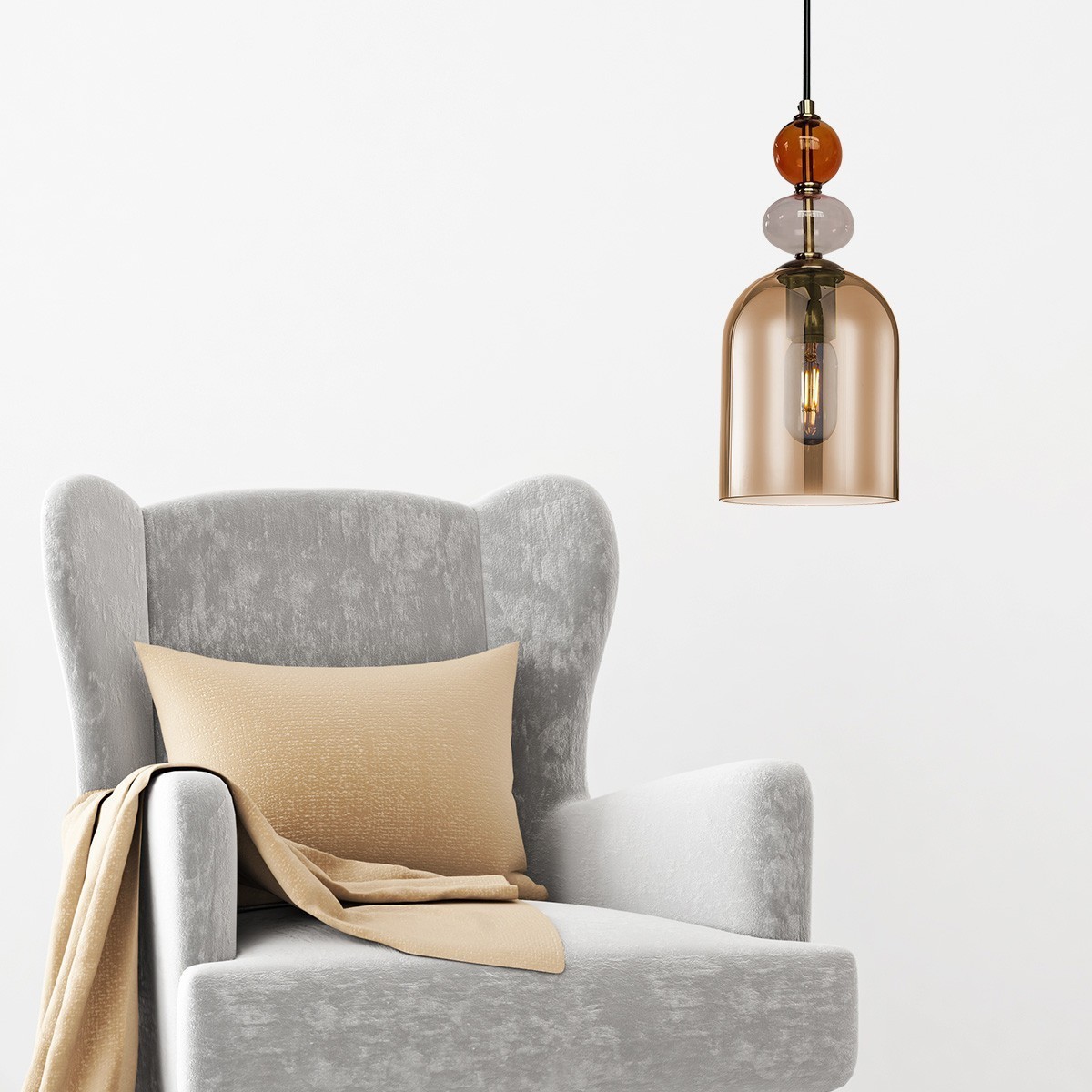 Light Prestige Tropea 1 wisząca średnia bursztyn LP-2004/1P M AM