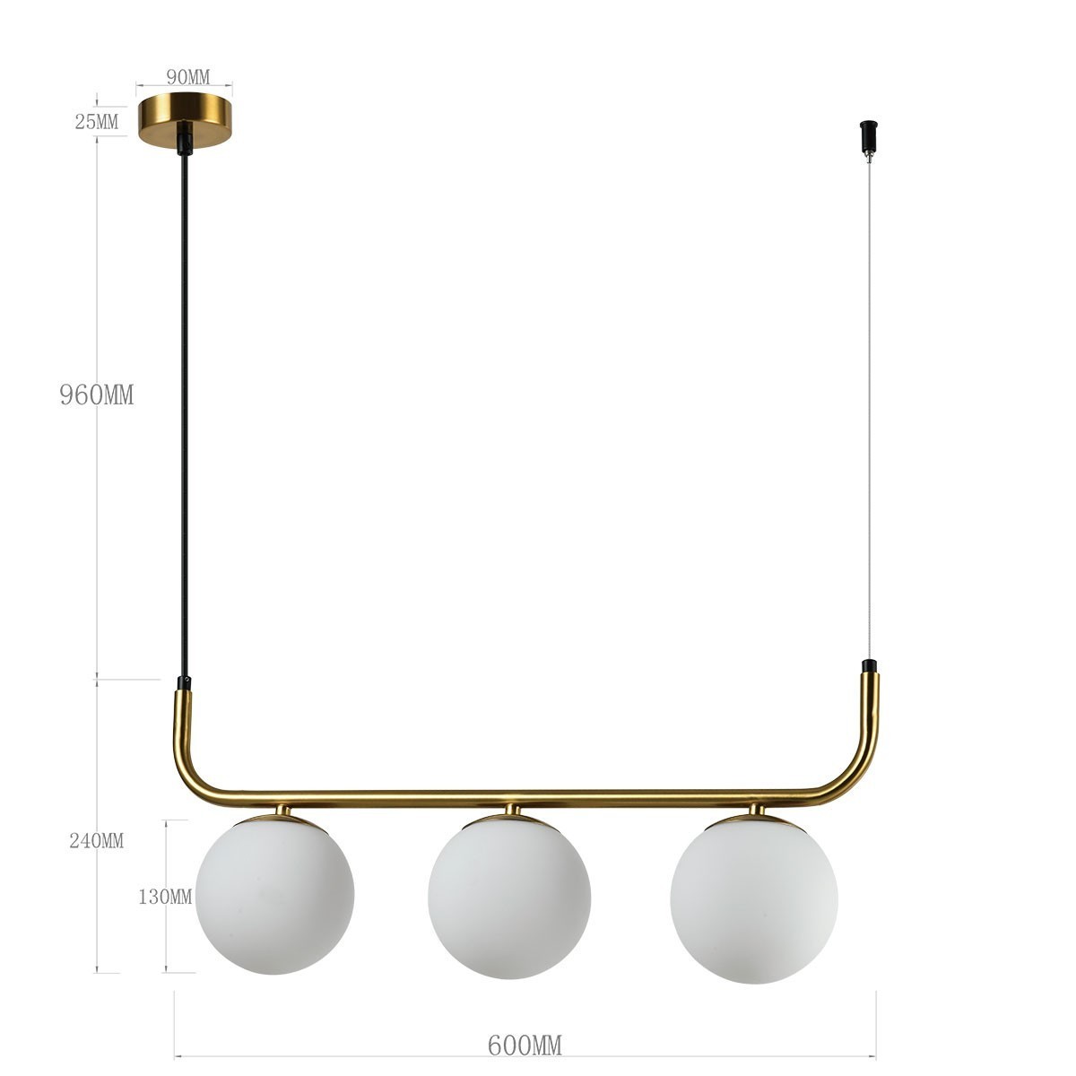 Light Prestige Alisa wisząca 3 linia złota LP-005/3L GD