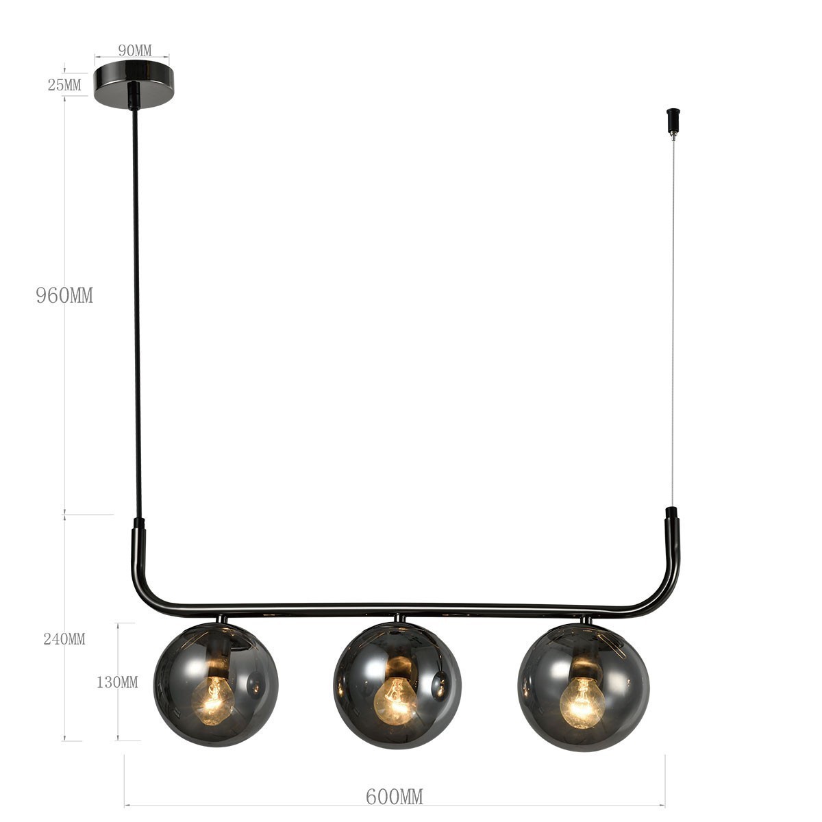 Light Prestige Alisa wisząca 3 linia grafit LP-005/3L grafit