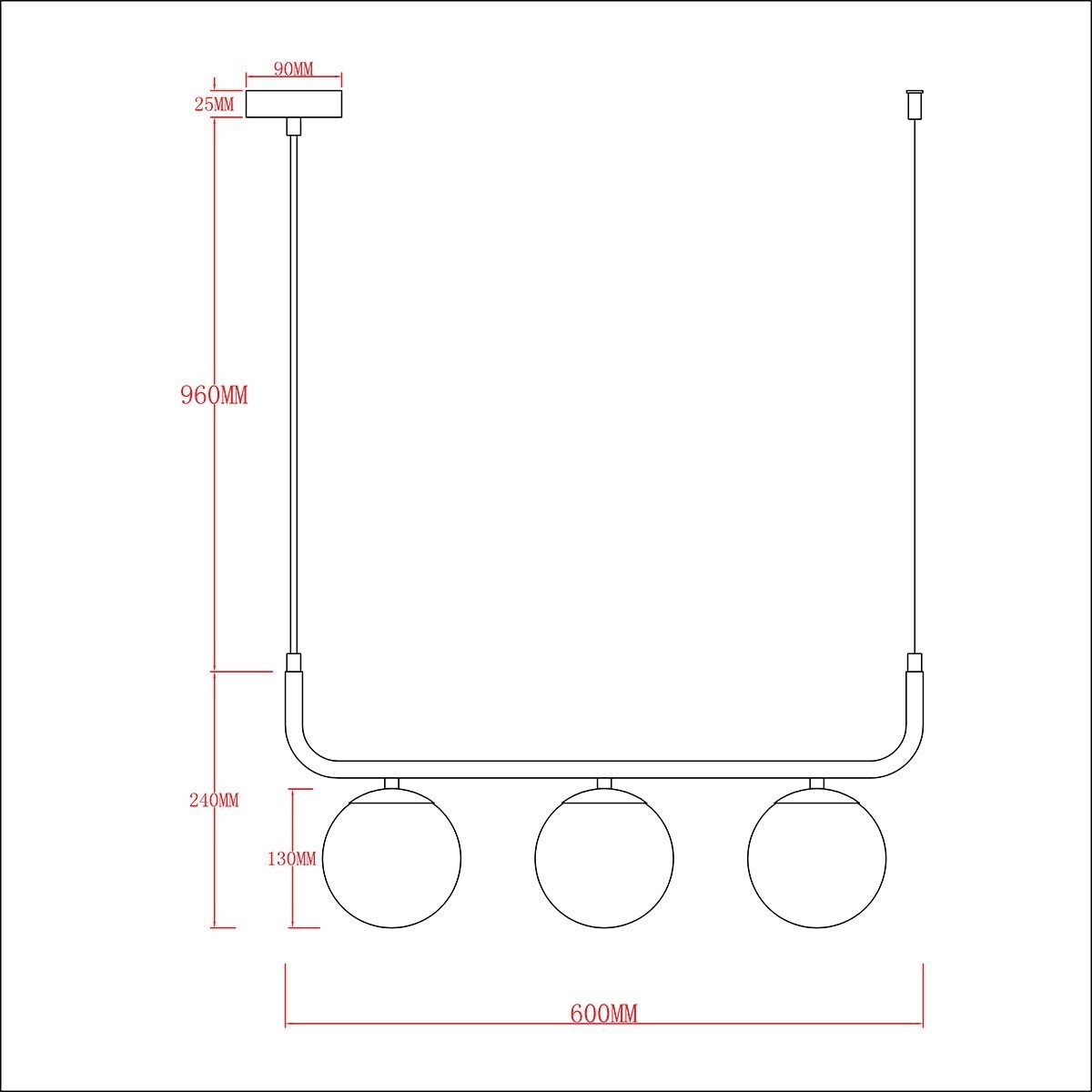 Light Prestige Alisa wisząca 3 linia grafit LP-005/3L grafit