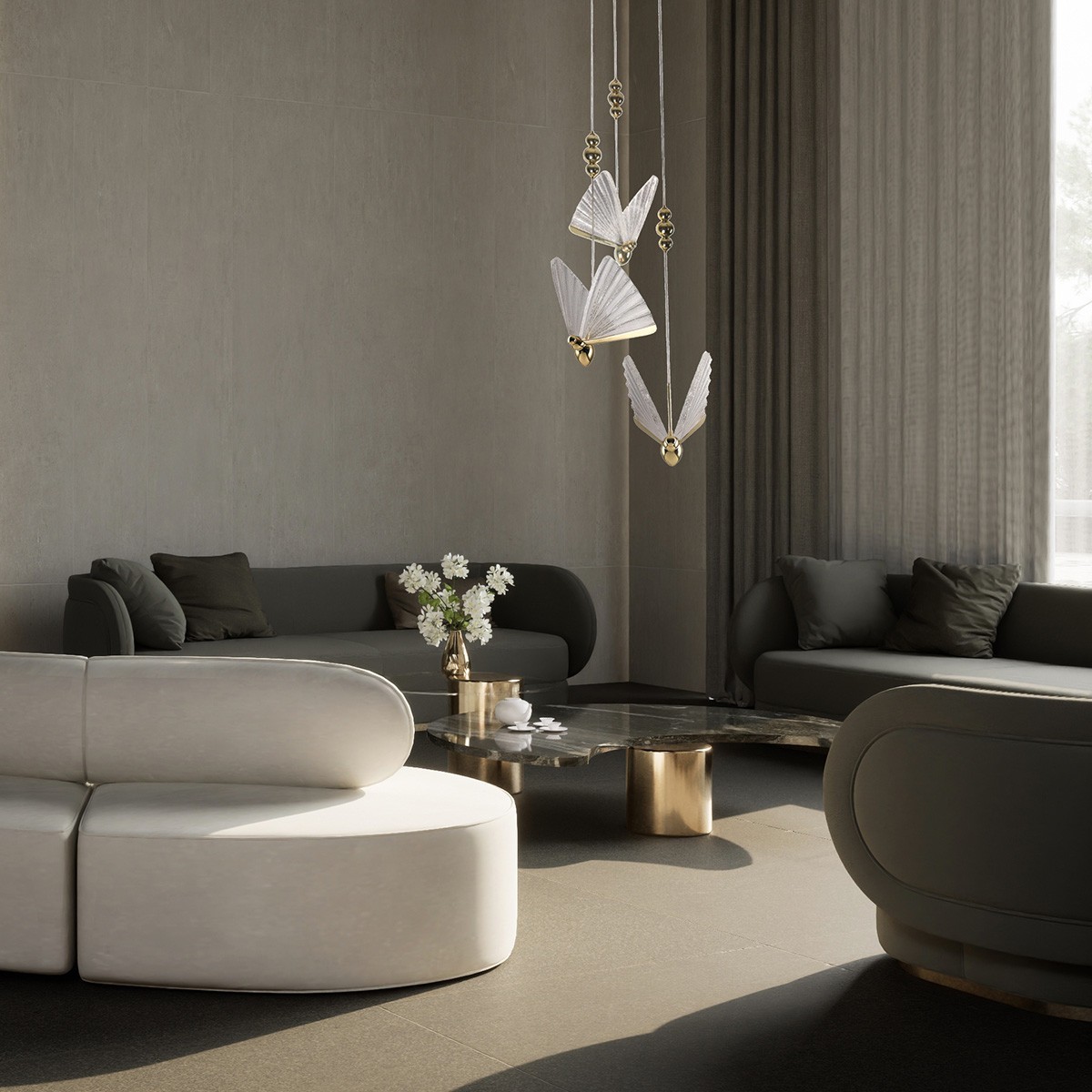 Light Prestige Mariposa 3 wisząca talerz złoty LP-1715/3P