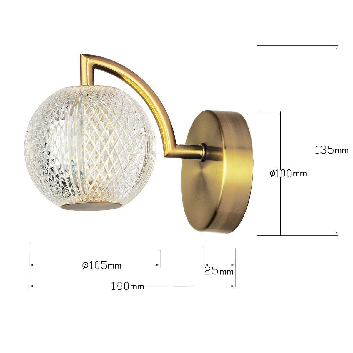 Light Prestige Diamond kinkiet złoty LP-2202/1W GD