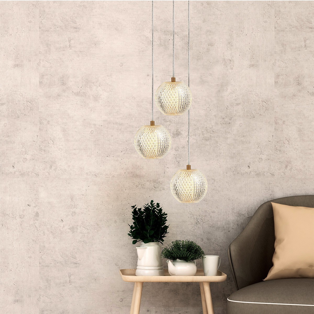 Light Prestige Diamond 3 wisząca złota LP-2202/3P GD