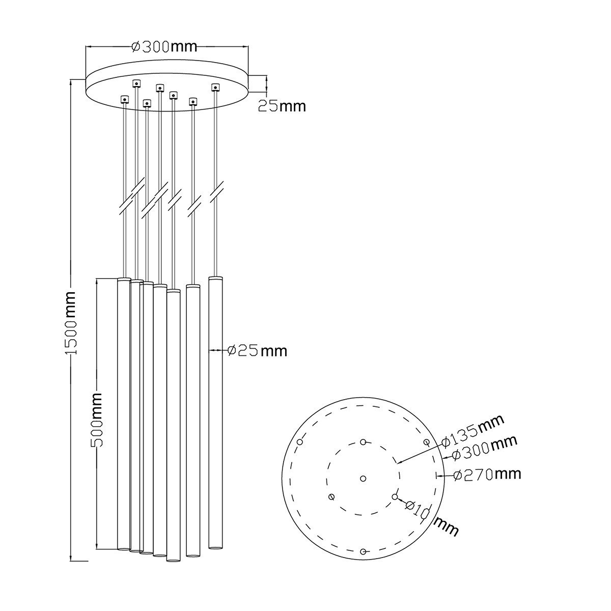 Light Prestige Lungo 7 kolor mix lampa wisząca LP-894/7P MIXED
