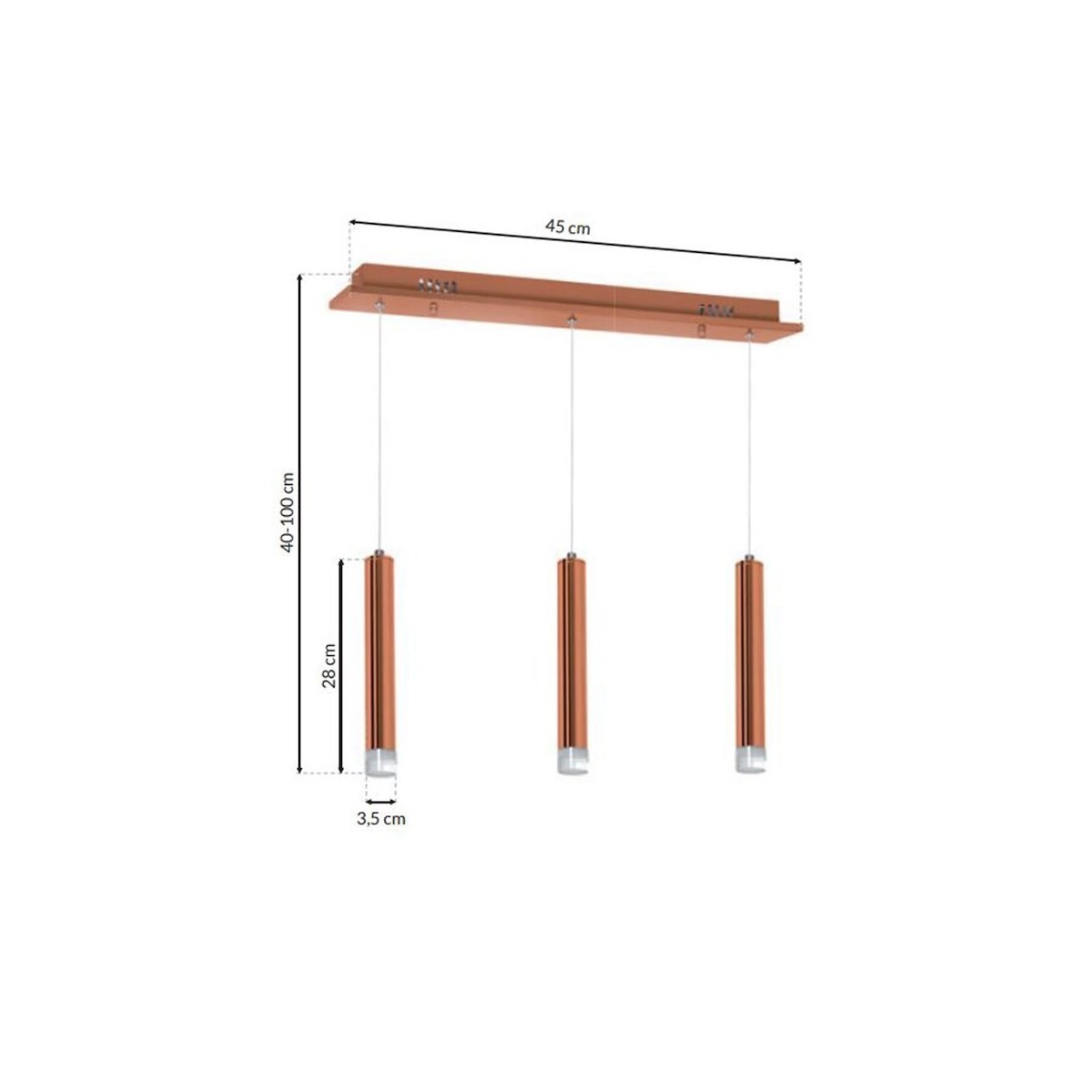 MiLagro ML985 lampa COPPER 3 LED premium oświetlenie