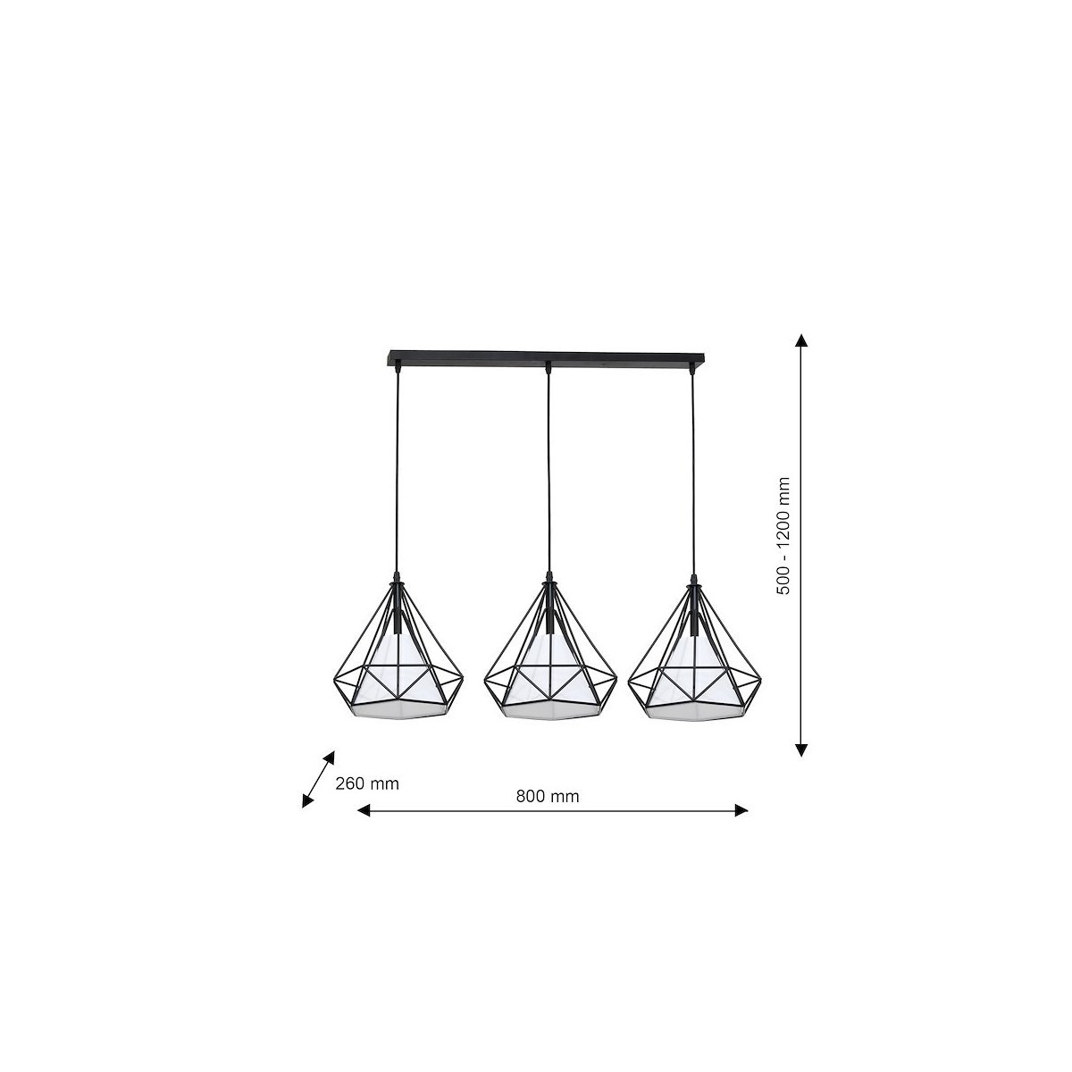 MiLagro Lampa Wisząca TRIANGOLO 3xE27 ML162