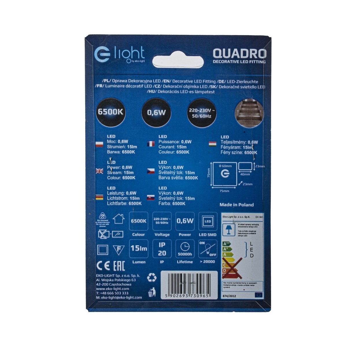 MiLagro QUADRO Barwa Zimna 6500K EKS0965