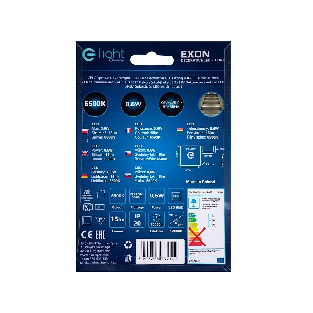 MiLagro EKS3829 EXON oprawa LED 6500K stylowe lampy sufitowe
