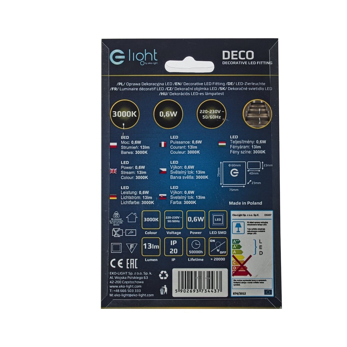 MiLagro EKS4437 DECO oprawa LED 3000K premium oświetlenie