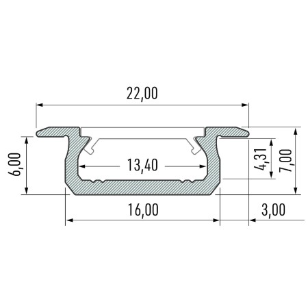 MiLagro PROFIL ALUMINIOWY SREBRNY TYP Z 2m + KLOSZ MLECZNY EKPR0095