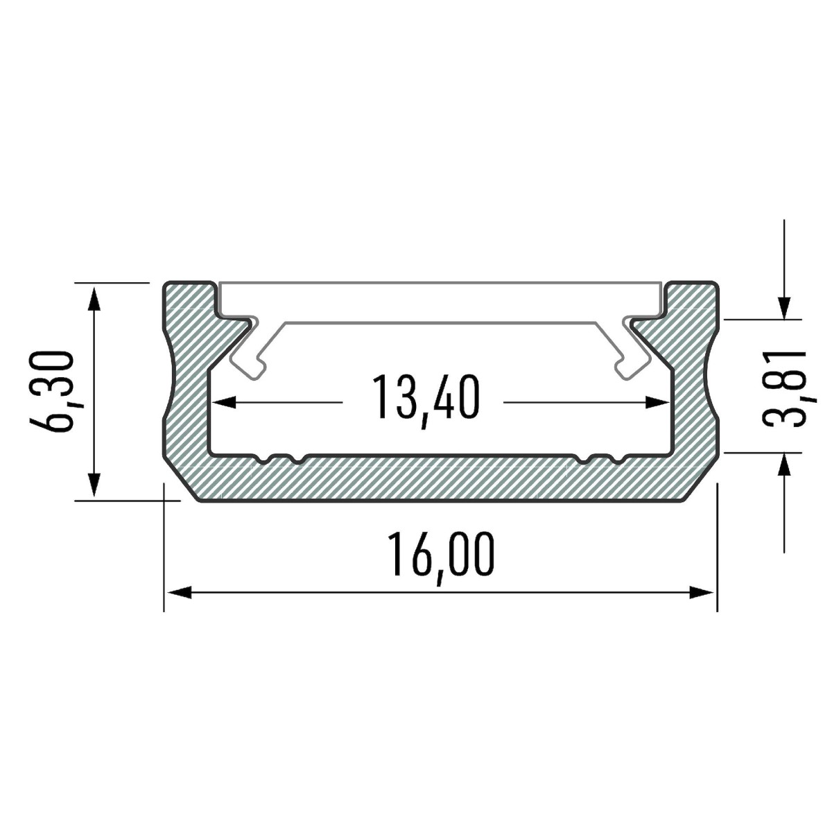 MiLagro PROFIL ALUMINIOWY SREBRNY TYP D 2m + KLOSZ MLECZNY EKPR0088