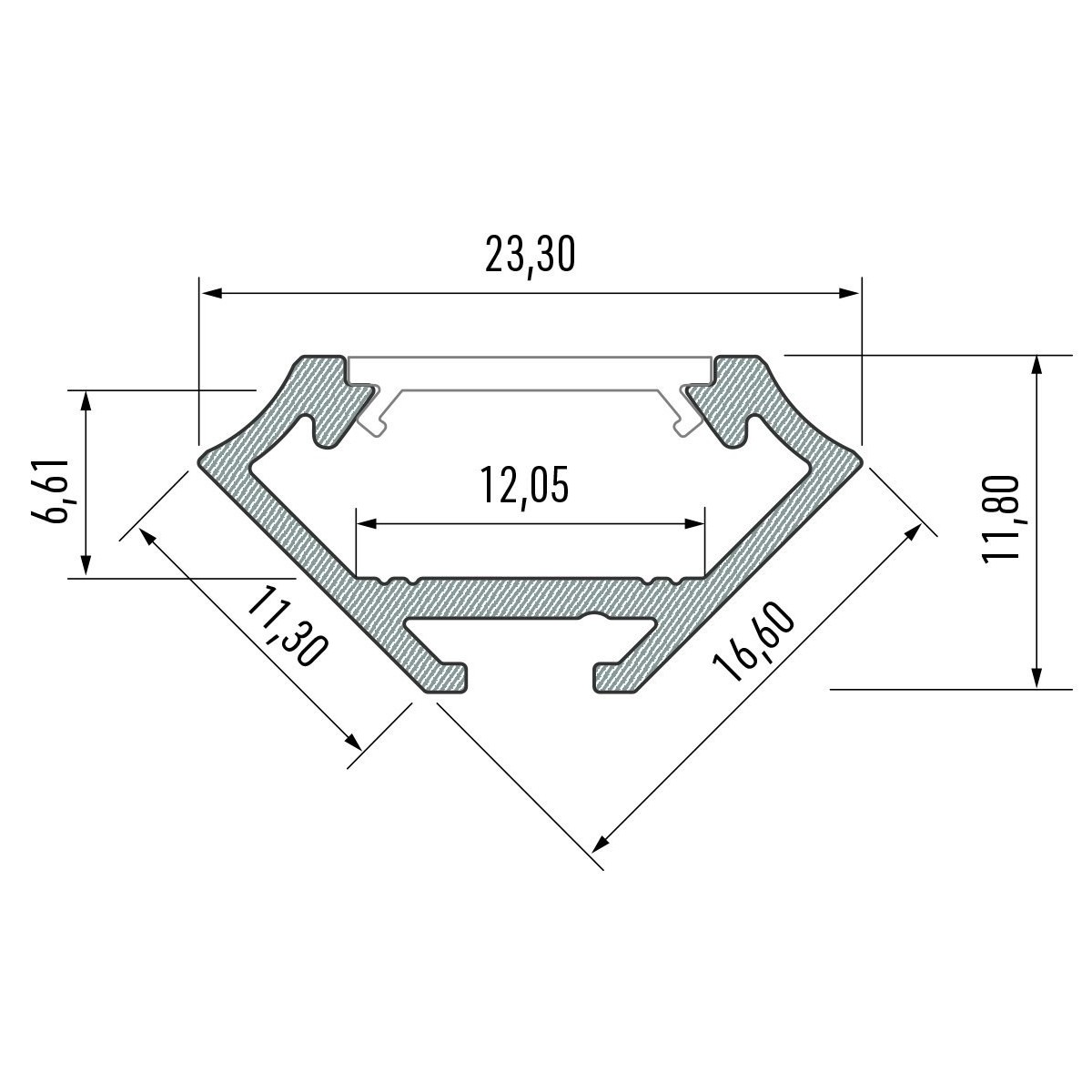 MiLagro PROFIL ALUMINIOWY NAROŻNY SREBRNY TYP C 1m + KLOSZ MLECZNY EKPR6511