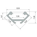 MiLagro PROFIL ALUMINIOWY NAROŻNY SREBRNY TYP C 1m + KLOSZ MLECZNY EKPR6511