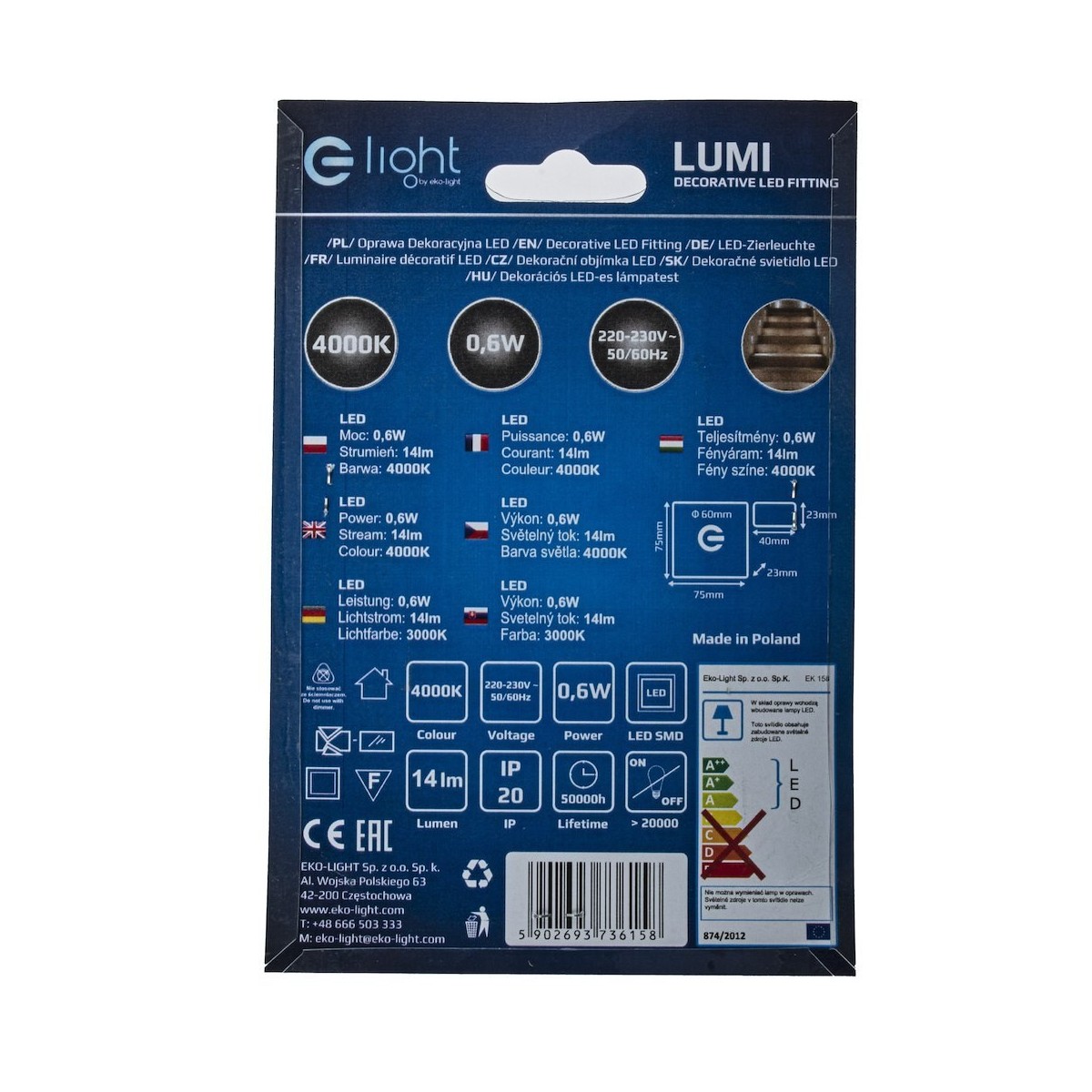 MiLagro EKS6158 oprawa schodowa LUMI LED oryginalne źródło światła