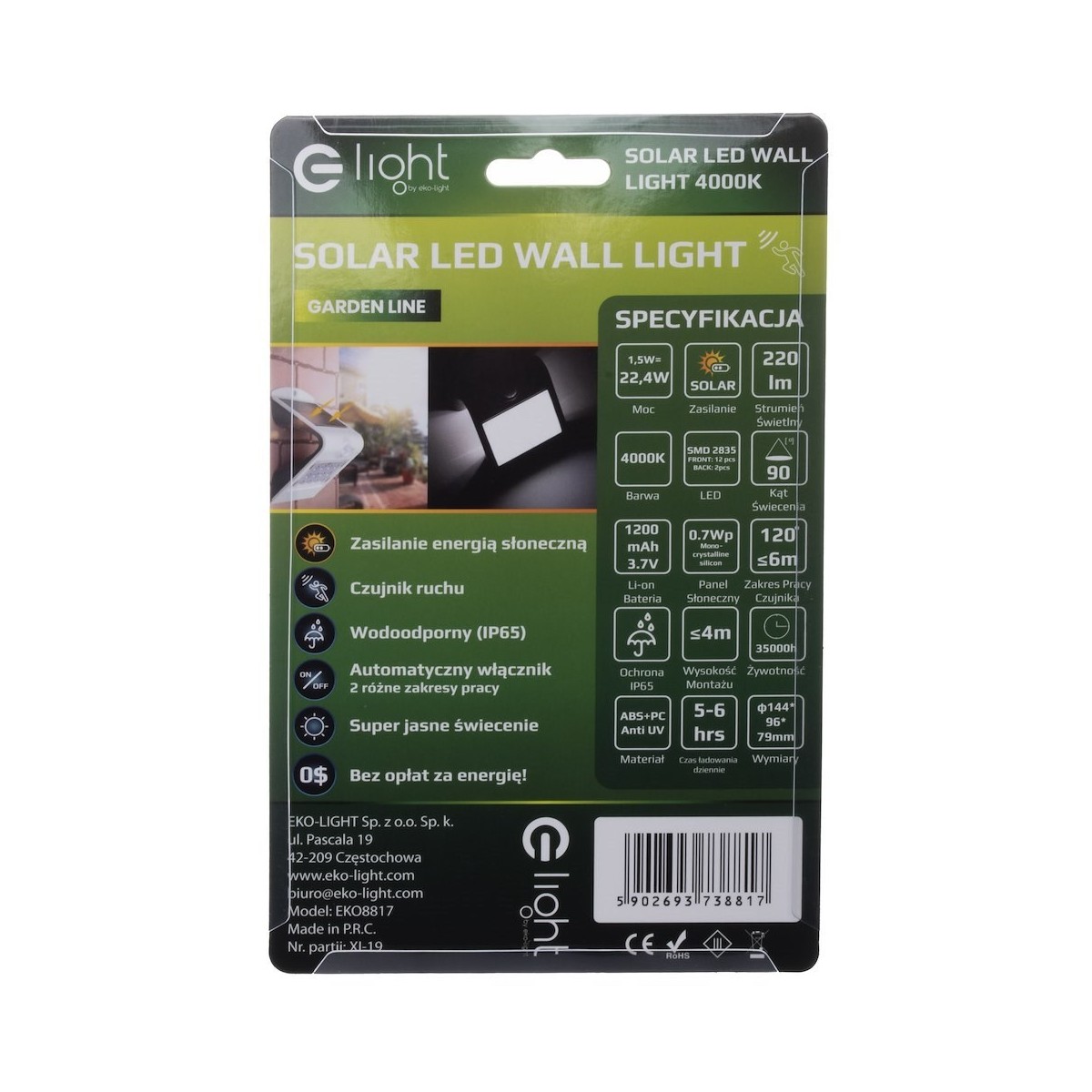 MiLagro EKO8817 lampka solarna Butterfly oświetlenie klasy premium