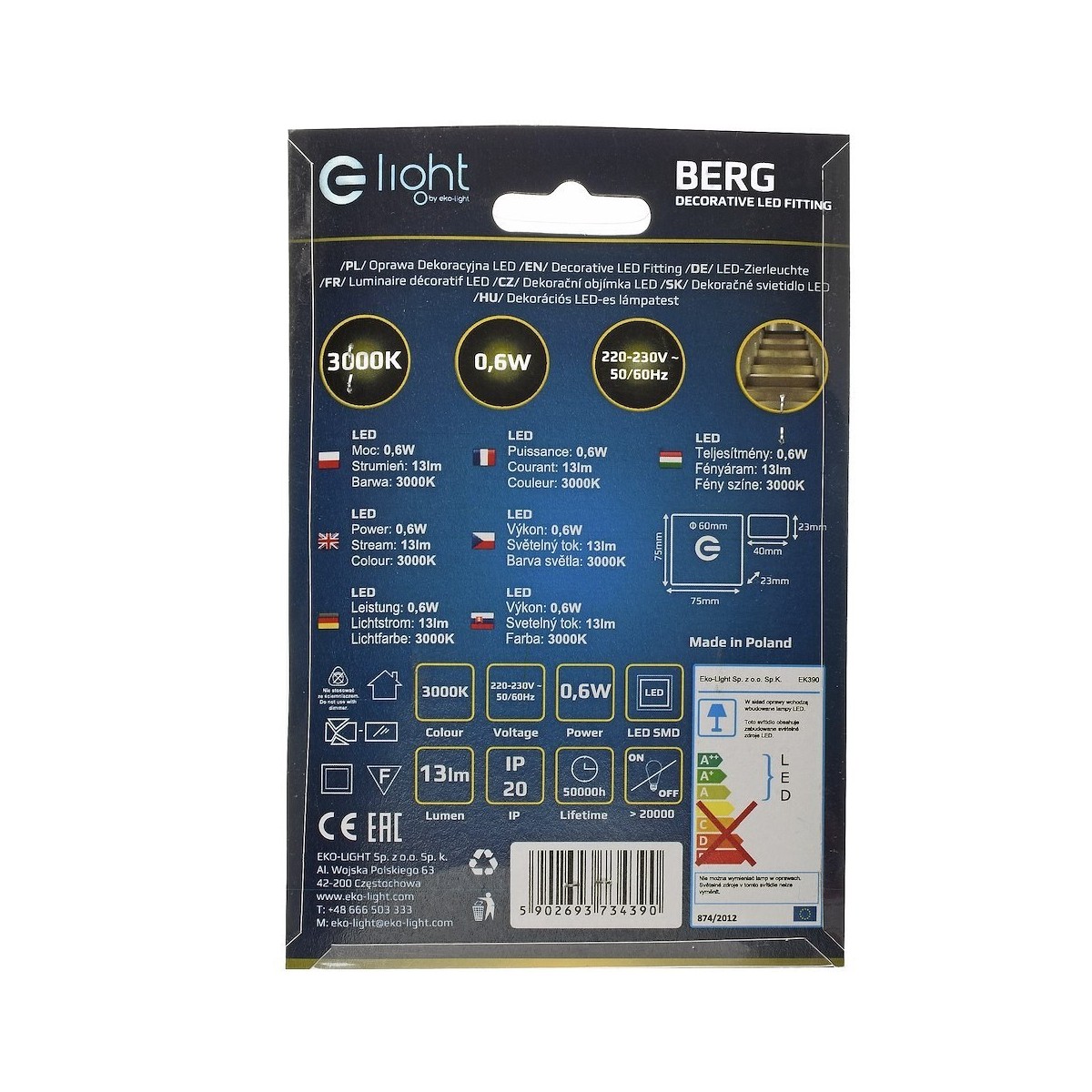 MiLagro BERG Barwa Ciepła 3000K EKS4390