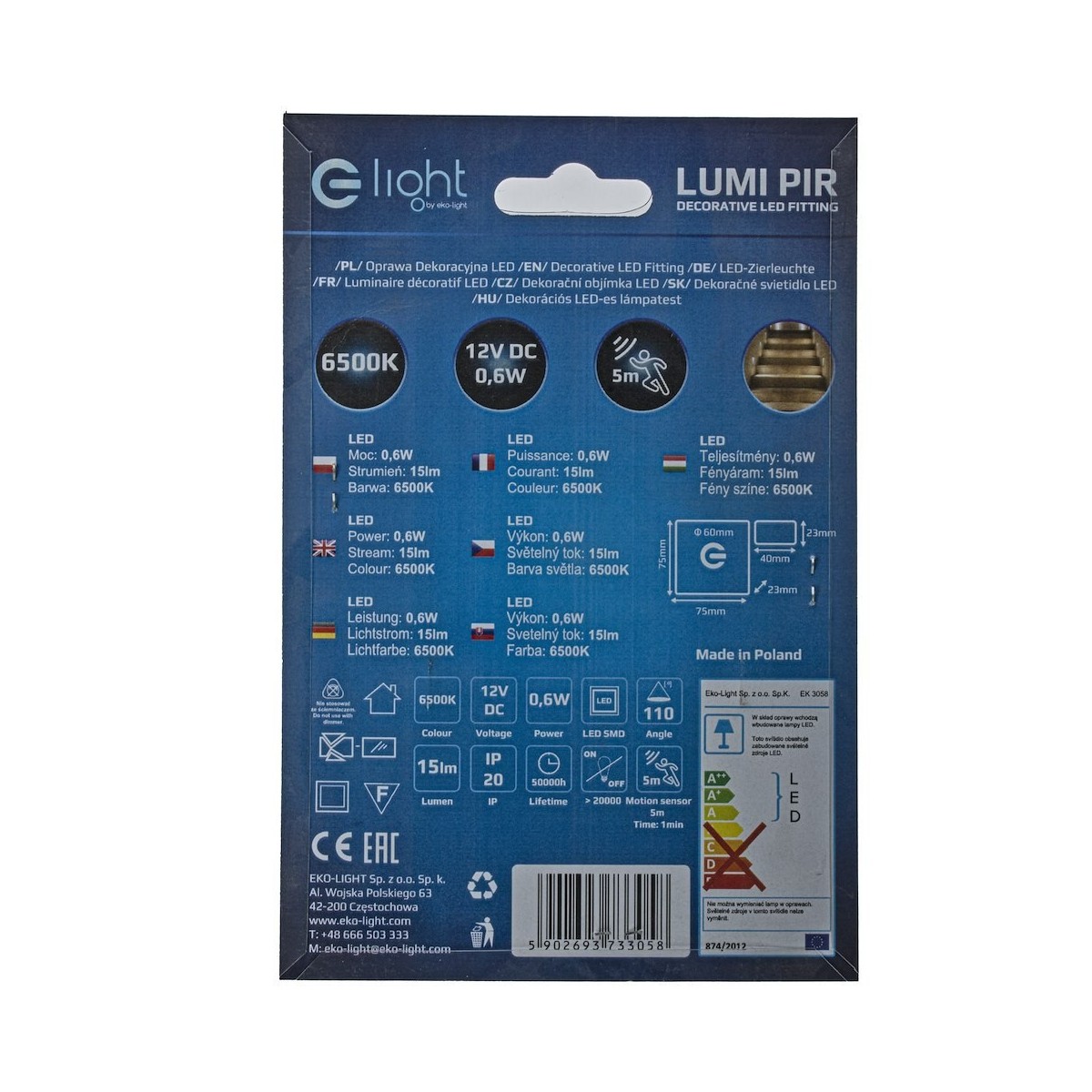 MiLagro EKS3058 oprawa schodowa LED 12V designerskie lampy LED