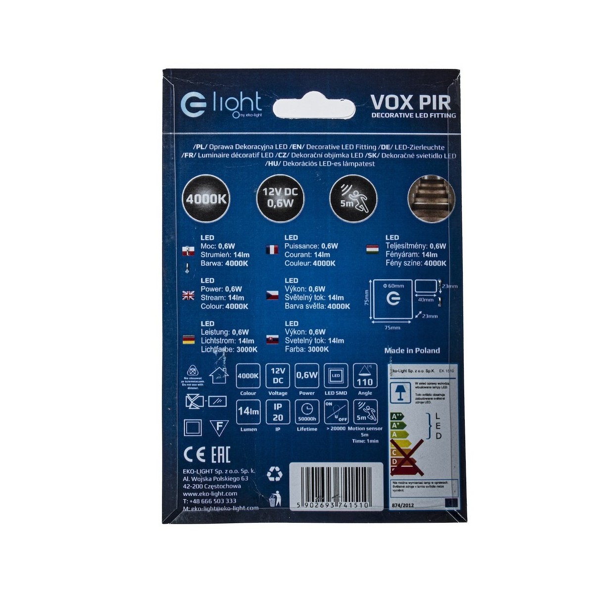 MiLagro EKS1510 oprawa schodowa VOX LED nastrojowe światło