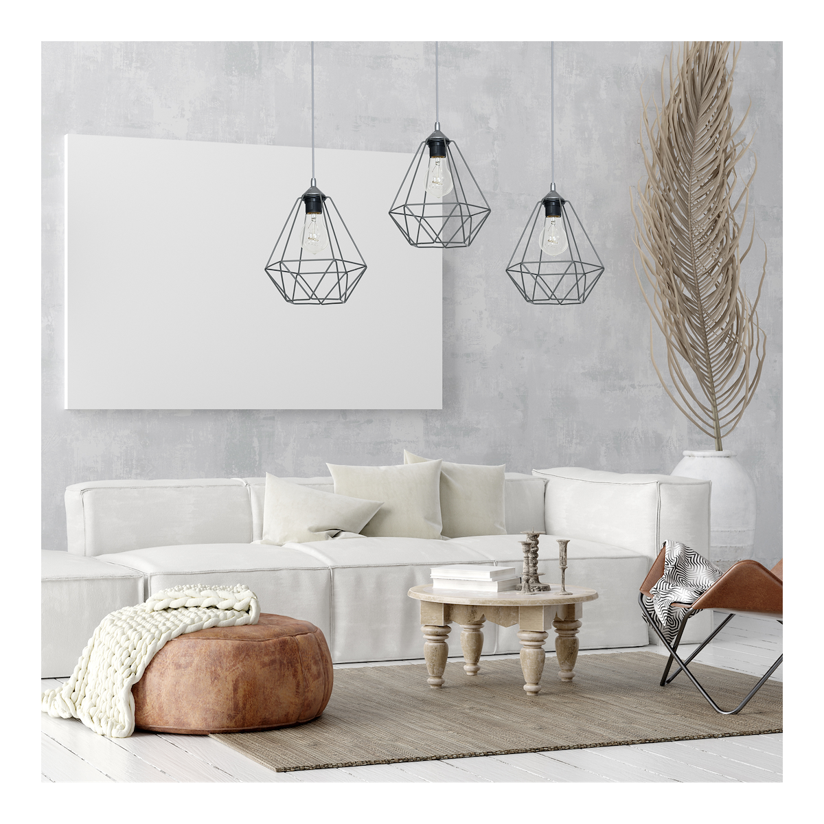 MiLagro Lampa wisząca BASKET GRAY 3xE27 MLP7217