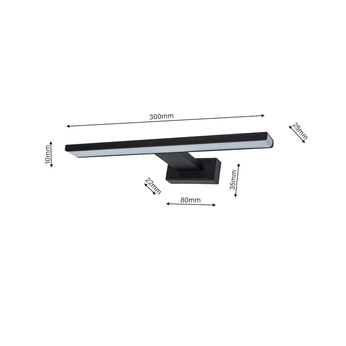 MiLagro Kinkiet SHINE BLACK 30cm 7W LED ML4377