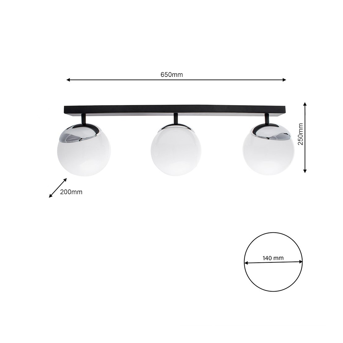 MiLagro Lampa sufitowa SFERA BLACK/CHROME 3xE14 MLP8873