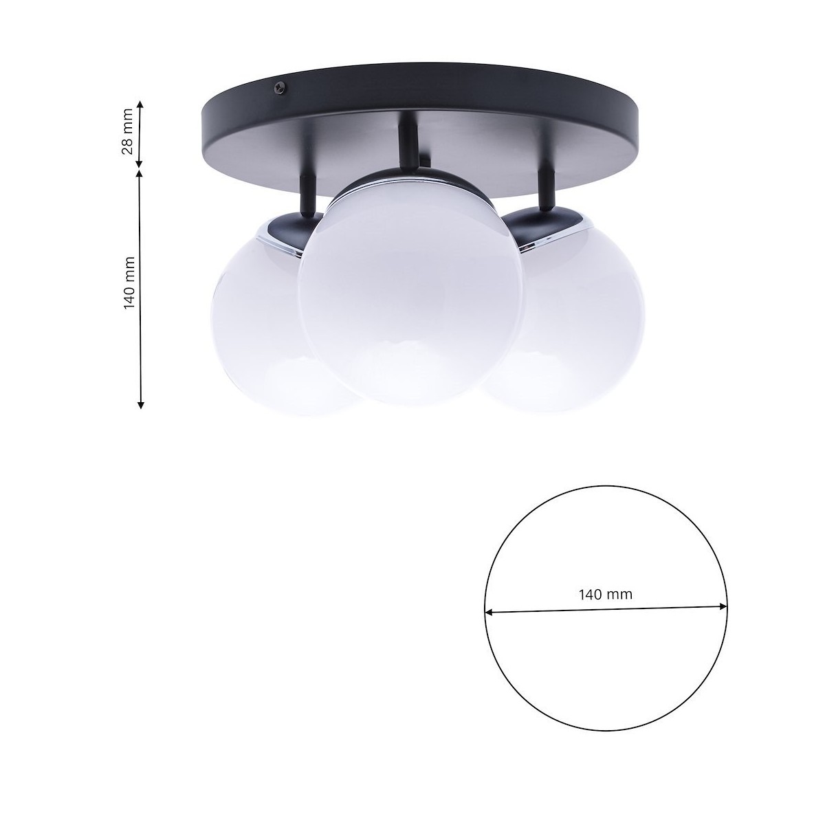 MiLagro Lampa sufitowa SFERA BLACK/CHROME 3xE14 MLP8874