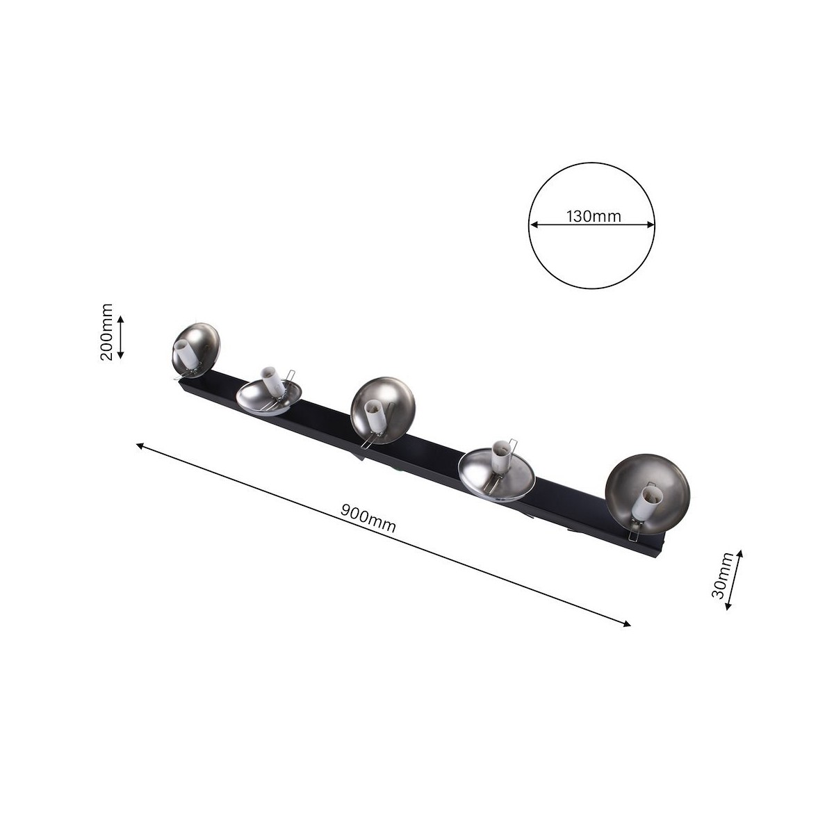 MiLagro Lampa sufitowa SFERA BLACK/CHROME 5xE14 MLP8875