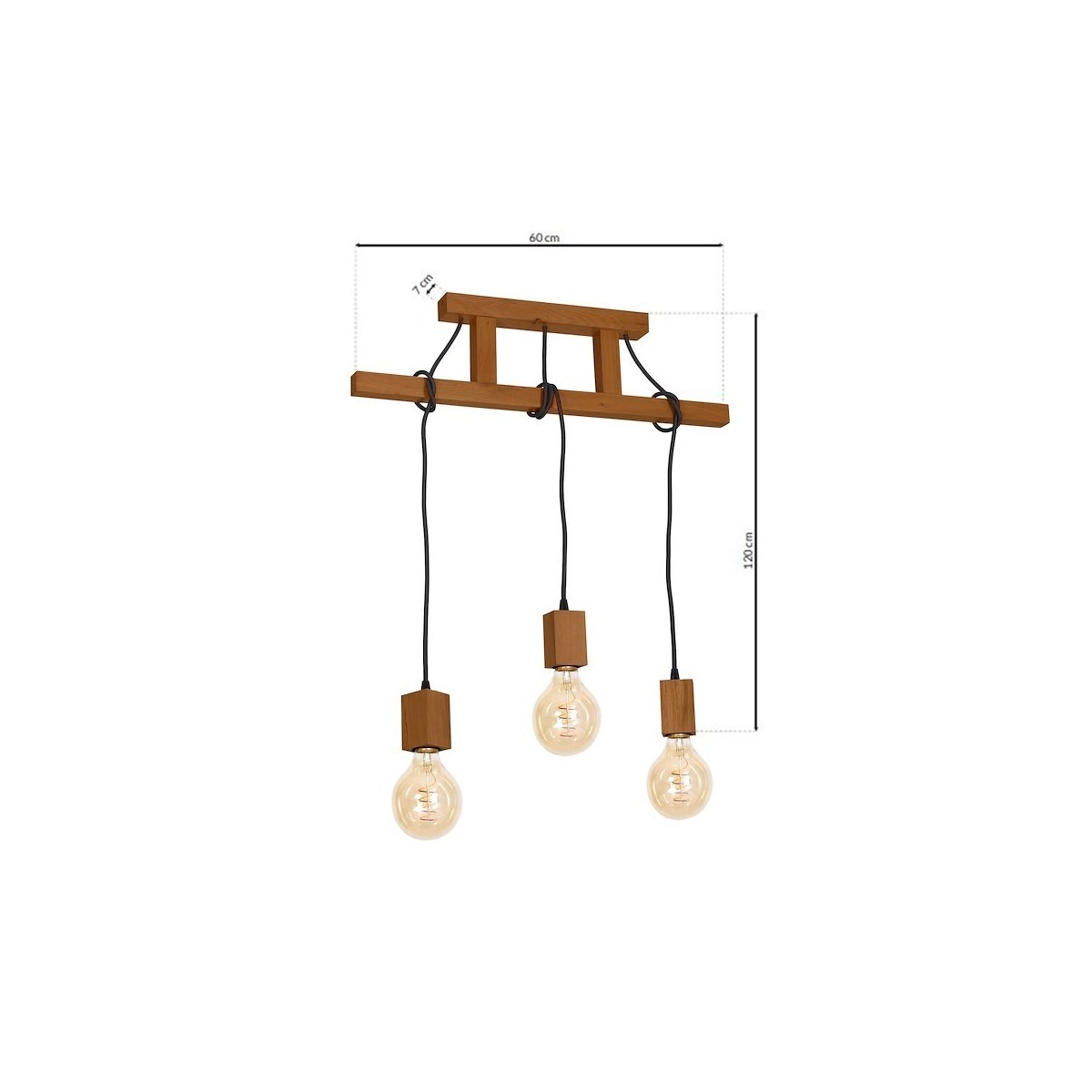 MiLagro Lampa Wisząca JACK 3xE27 Dąb MLP4357