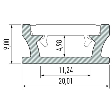 MiLagro PROFIL ALUMINIOWY SREBRNY TYP T 2m + KLOSZ MLECZNY EKPR5381