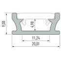 MiLagro PROFIL ALUMINIOWY SREBRNY TYP T 1m + KLOSZ MLECZNY EKPR5382