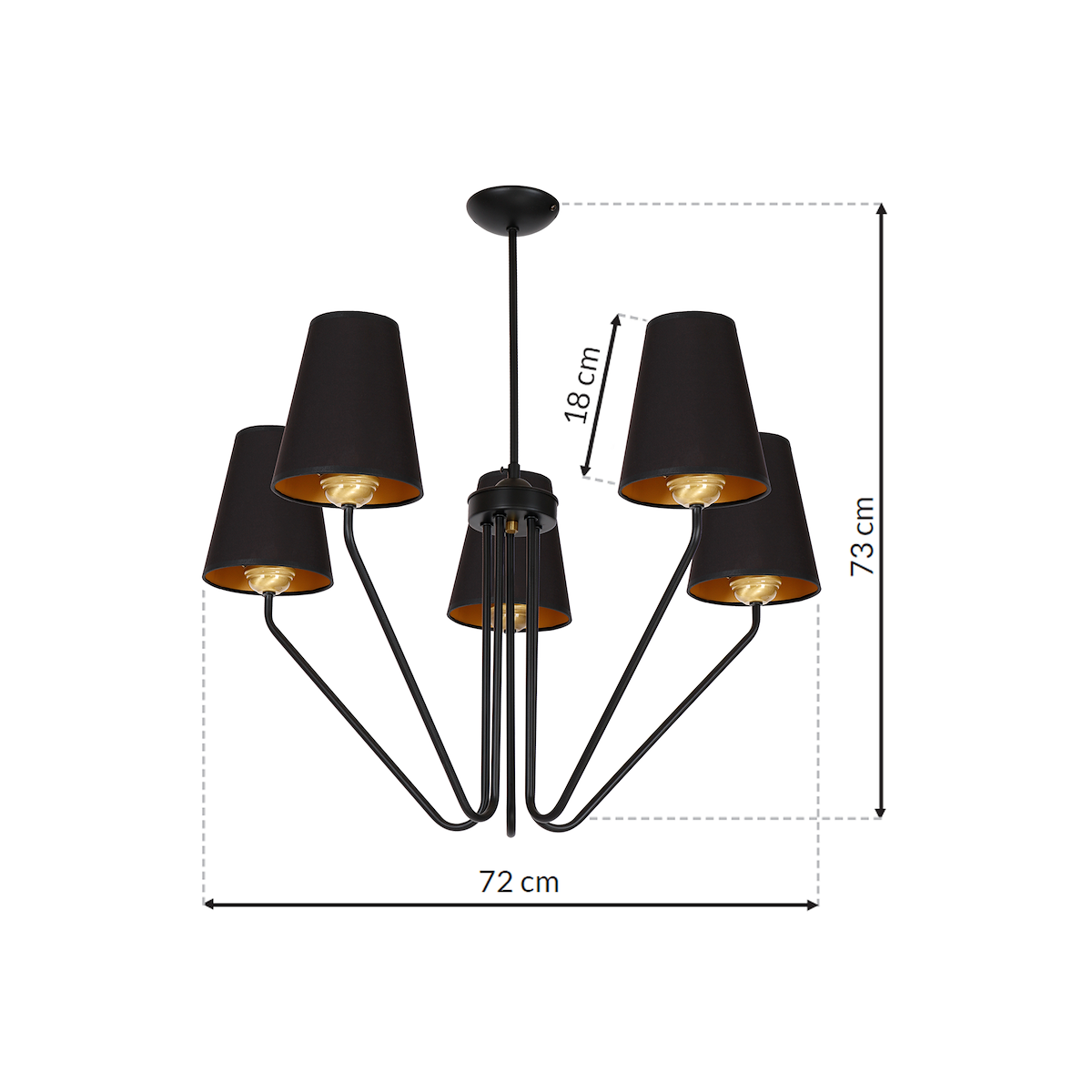 MiLagro Żyrandol VICTORIA BLACK 5xE27 MLP4913
