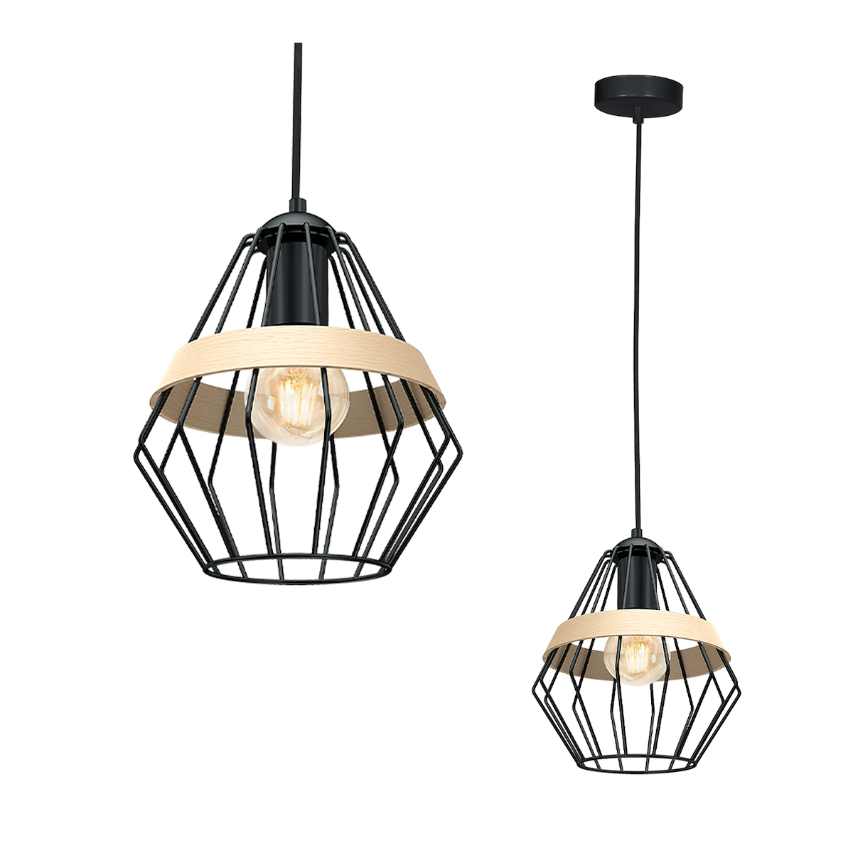 MiLagro Lampa wisząca CLIFF BLACK 1xE27 MLP5524