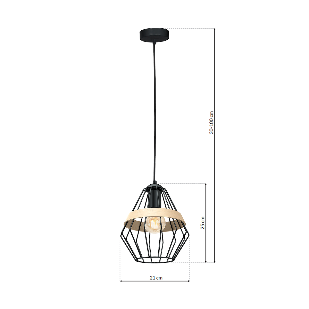 MiLagro Lampa wisząca CLIFF BLACK 1xE27 MLP5524