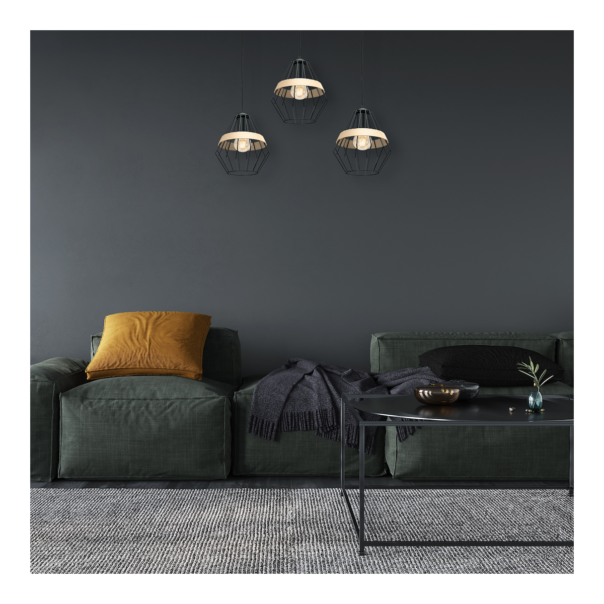 MiLagro CLIFF BLACK 3xE27 nowoczesne lampy do wnętrz