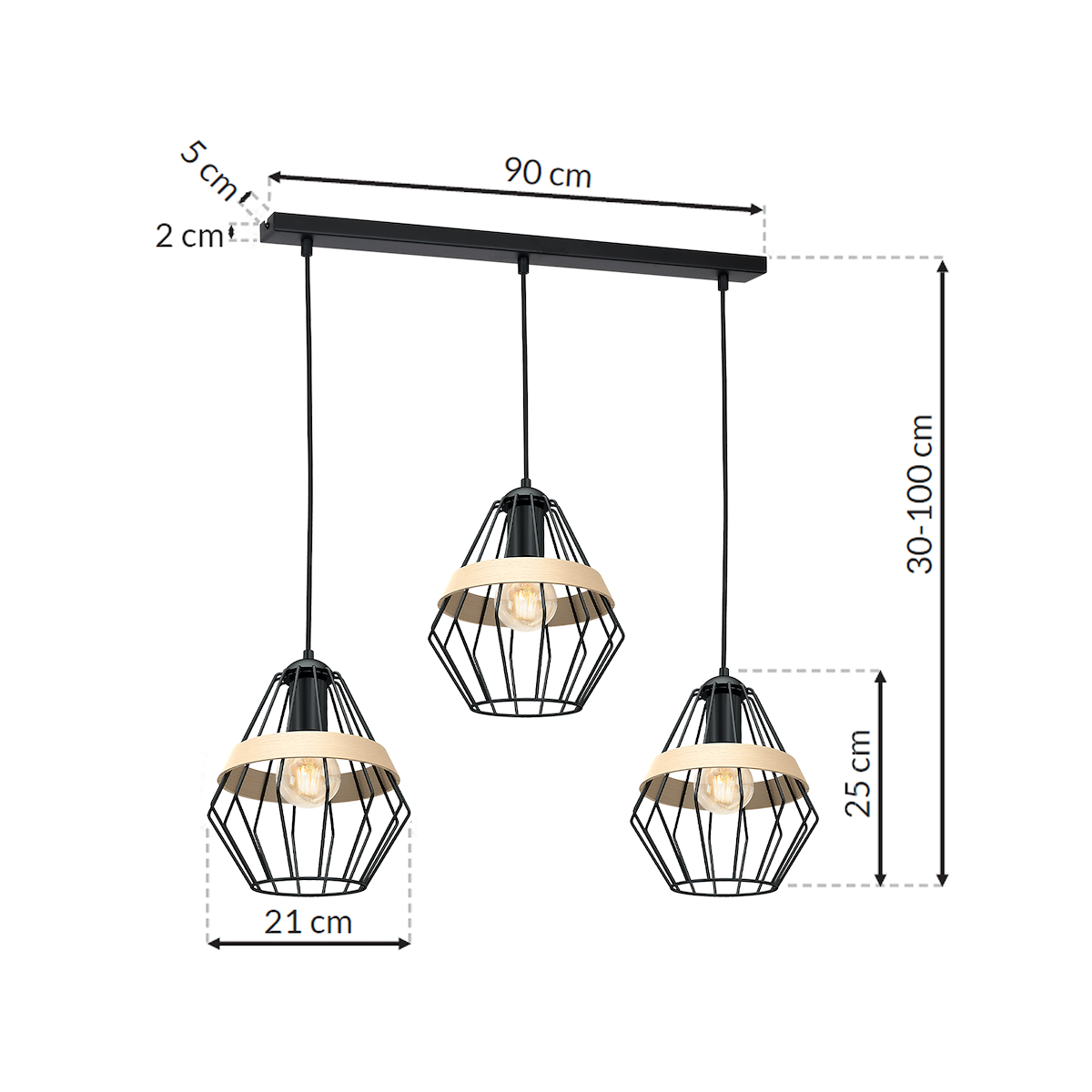 MiLagro CLIFF BLACK 3xE27 nowoczesne lampy do wnętrz