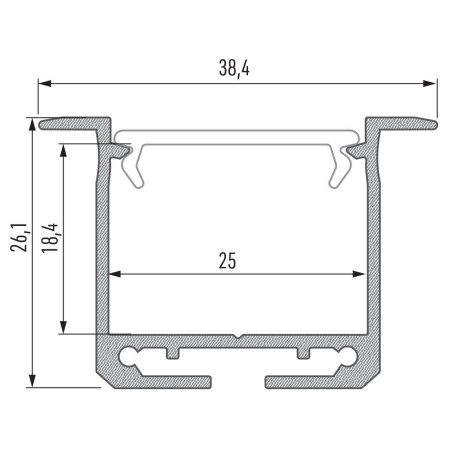 MiLagro PROFIL ALUMINIOWY SREBRNY TYP K 2m + KLOSZ MLECZNY, SPRĘŻYNA MONTAŻOWA EKPR7559