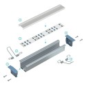MiLagro PROFIL ALUMINIOWY SREBRNY TYP K 2m + KLOSZ MLECZNY, SPRĘŻYNA MONTAŻOWA EKPR7559
