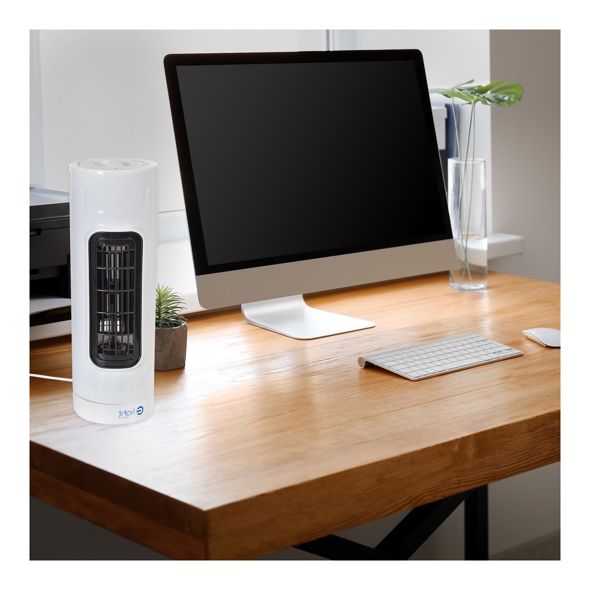Wentylator stołowy tower biały designerskie lampy LED