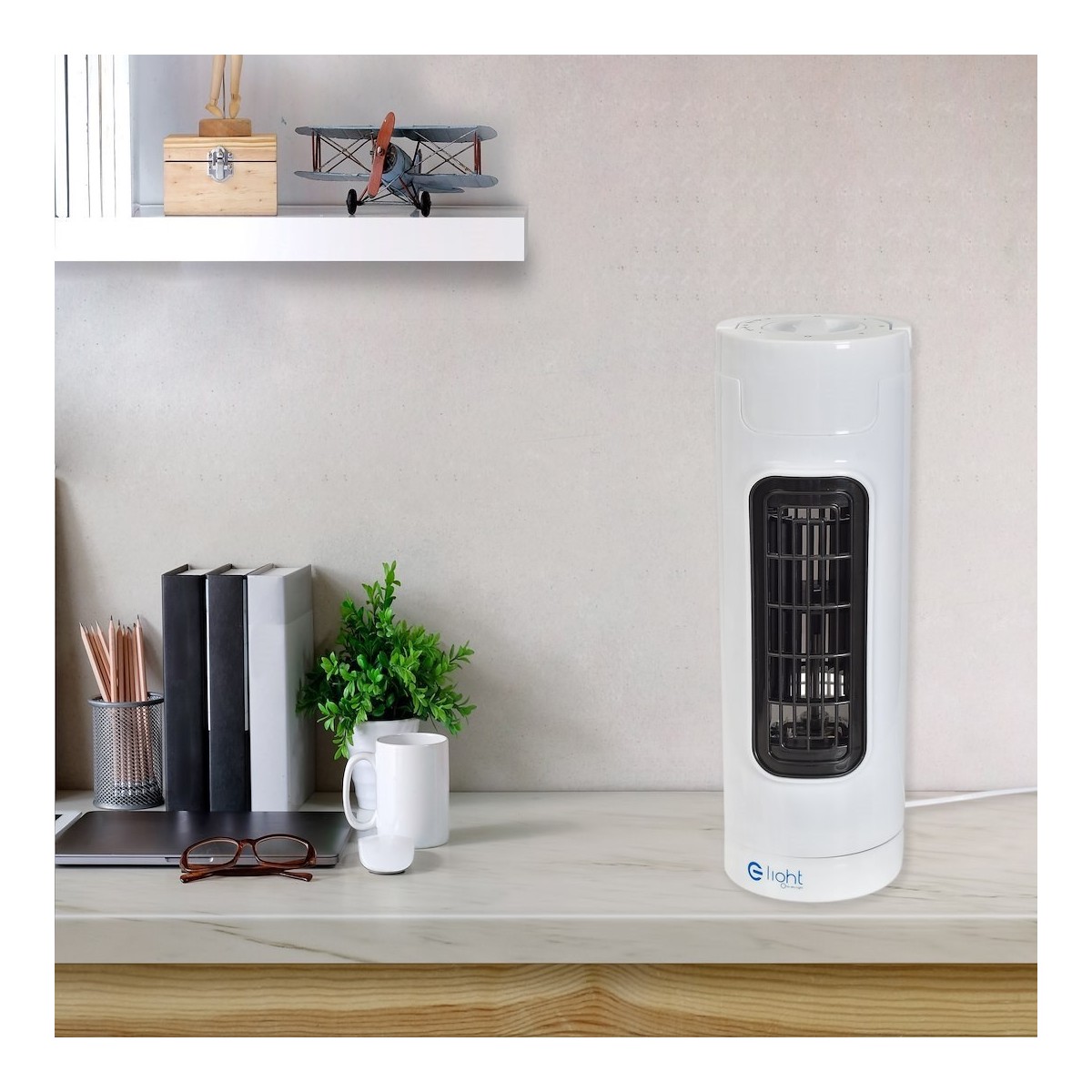 Wentylator stołowy tower biały designerskie lampy LED