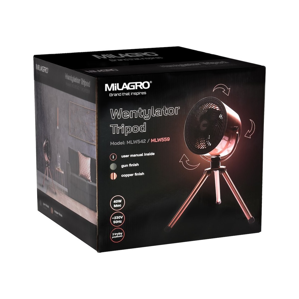 Wentylator Tripod Gun 10 cali niepowtarzalne oświetlenie wnętrza
