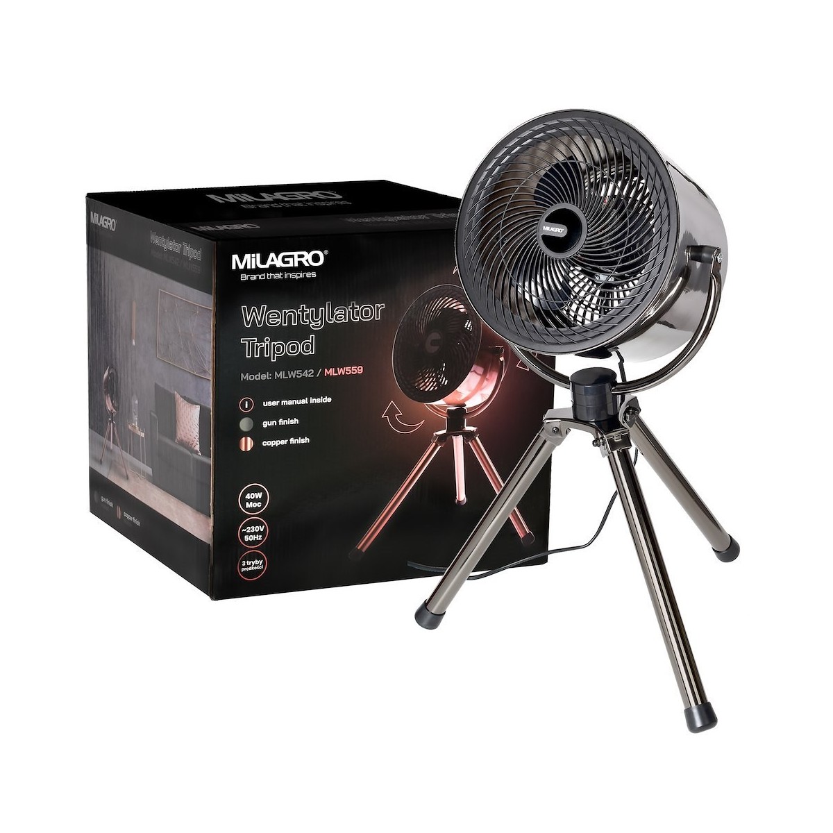 Wentylator Tripod Gun 10 cali niepowtarzalne oświetlenie wnętrza