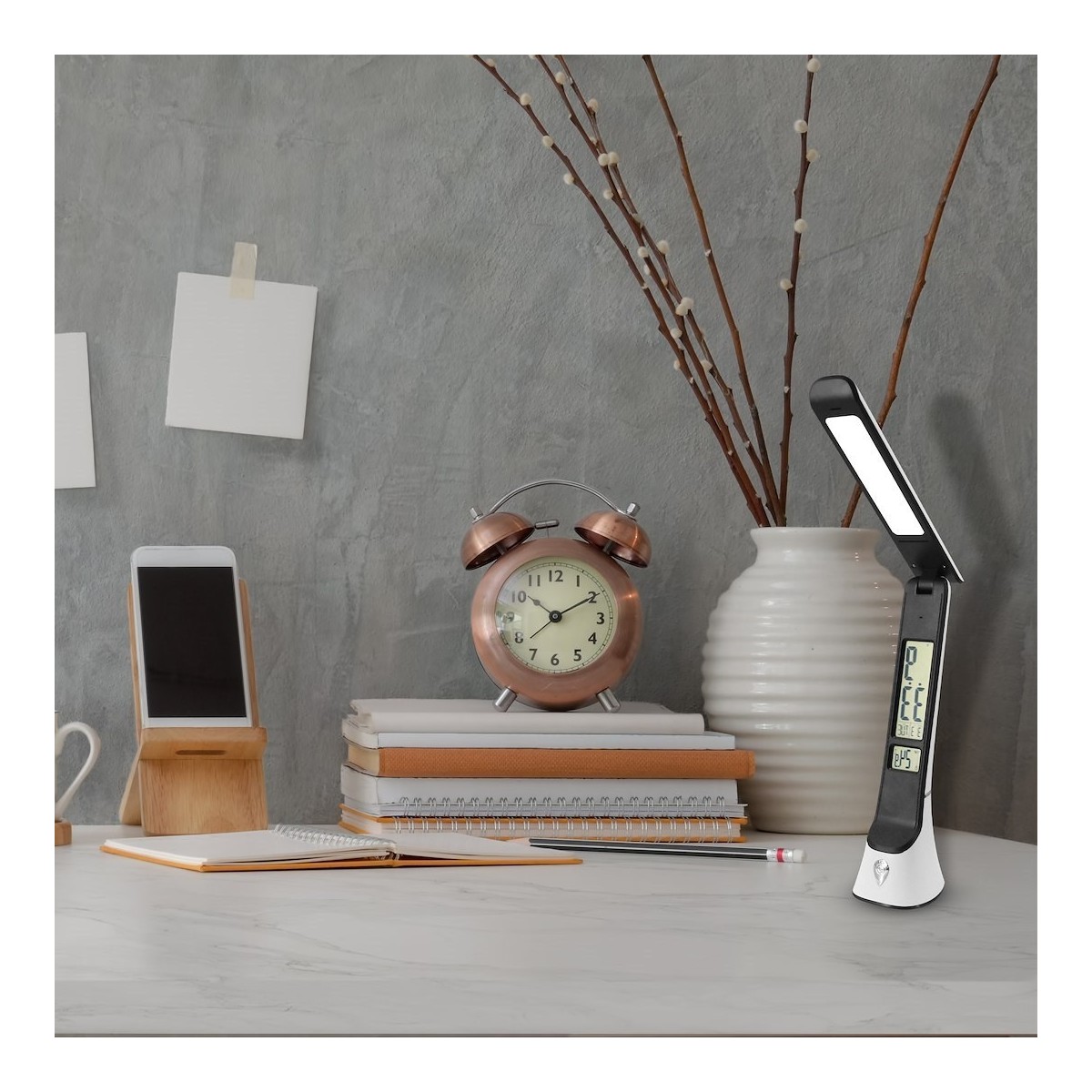 Lampka biurkowa TORI LED biała designerskie lampy LED