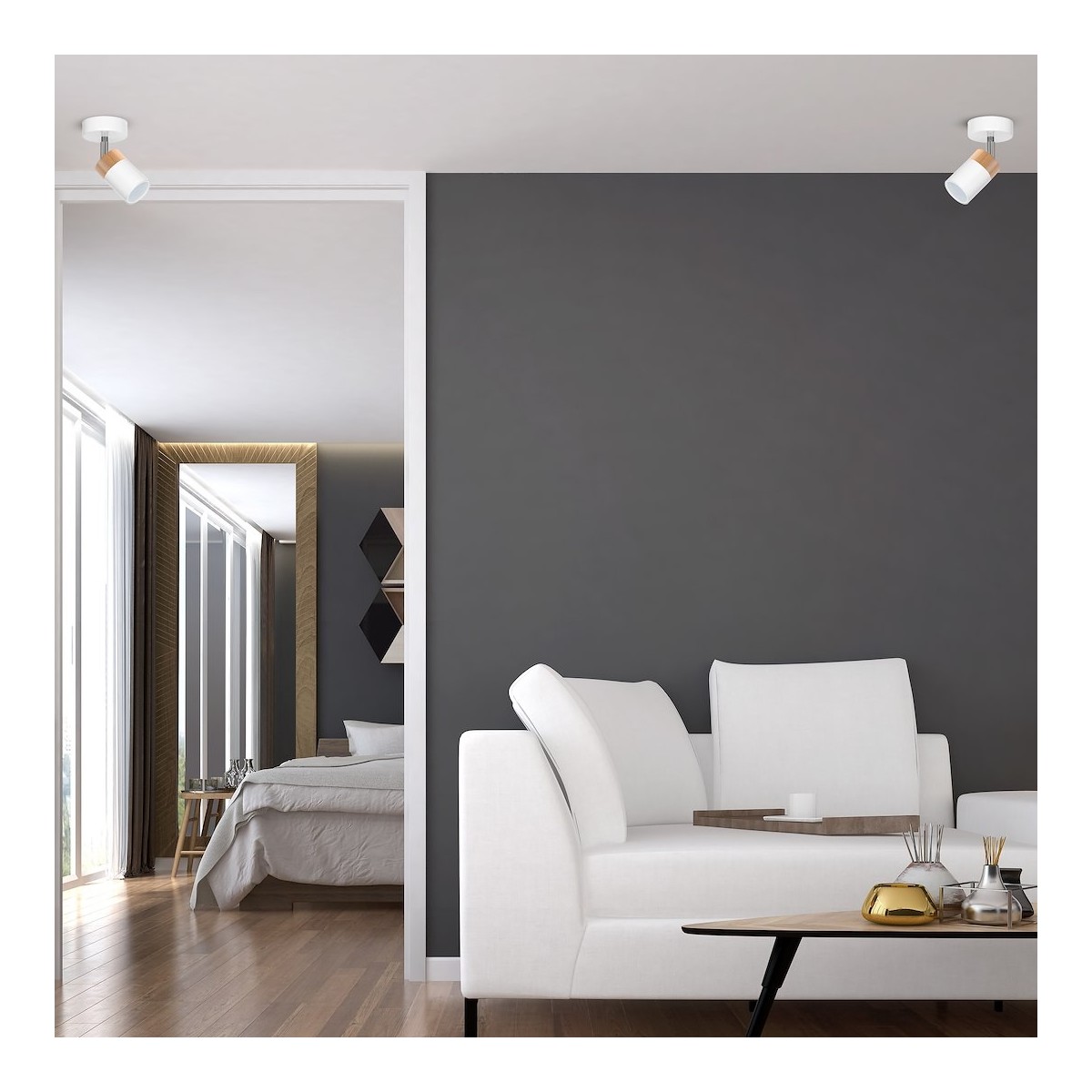 MiLagro Kinkiet Joker 1xGU10 Biały/Drewno MLP6299