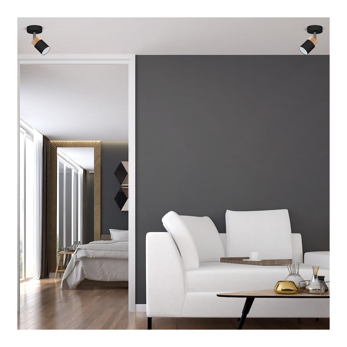 MiLagro Kinkiet JOKER BLACK/WOOD 1xGU10 MLP6303