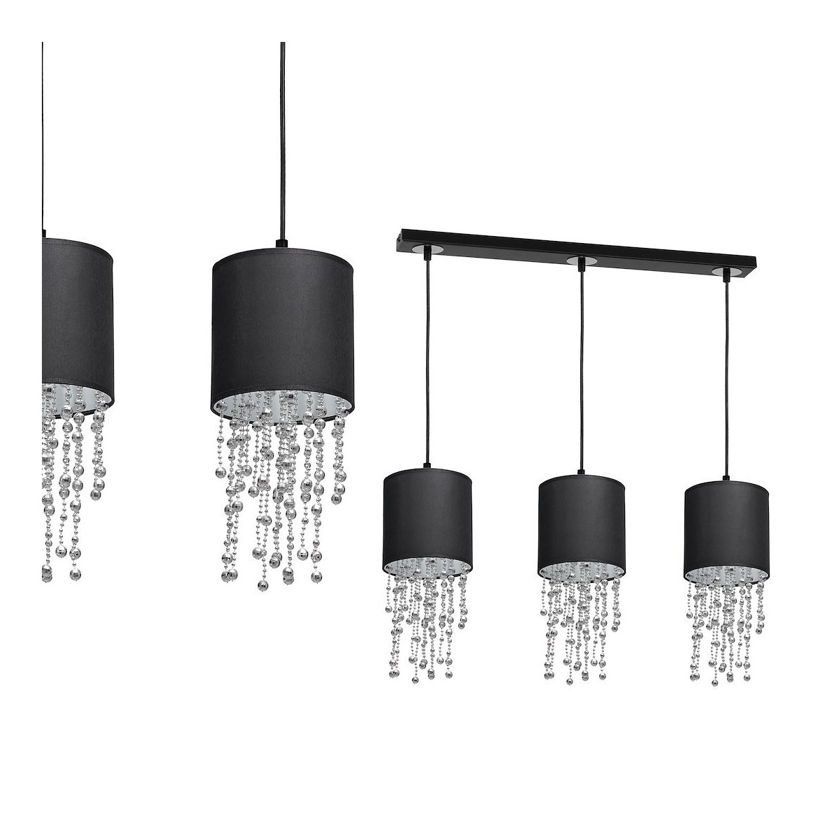 MiLagro Lampa wisząca ALMERIA BLACK/CHROME 3xE27 MLP64300
