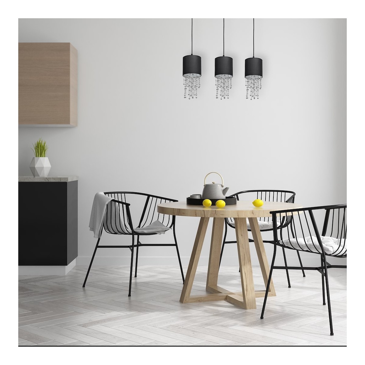 MiLagro Lampa wisząca ALMERIA BLACK/CHROME 3xE27 MLP64300