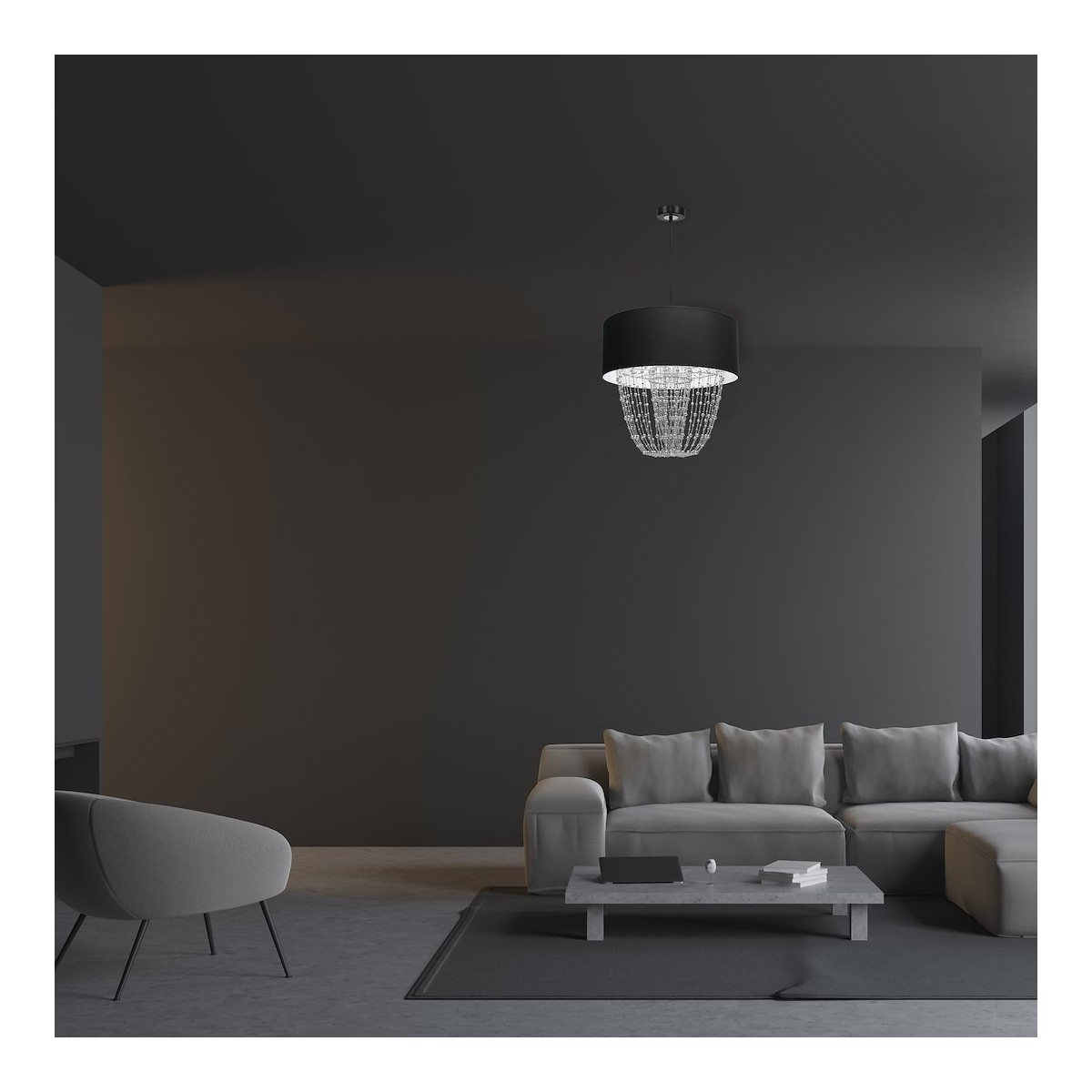 MiLagro Lampa wisząca ALMERIA BLACK/CHROME 1xE27 MLP6432