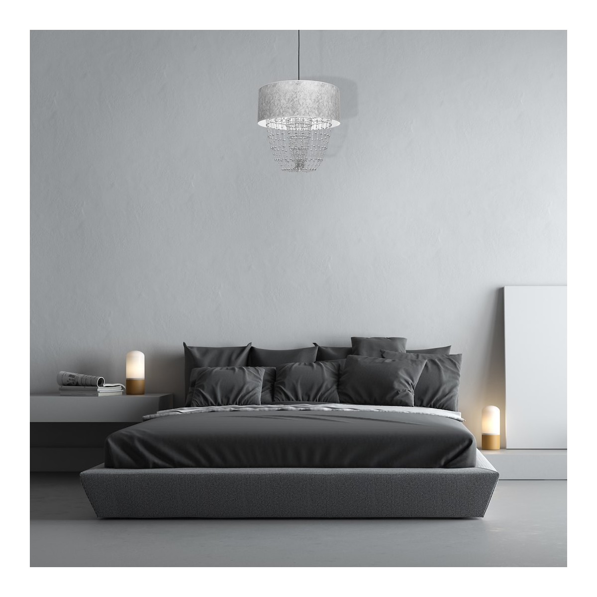 MiLagro Lampa wisząca ALMERIA SILVER/BLACK 1xE27 MLP6437