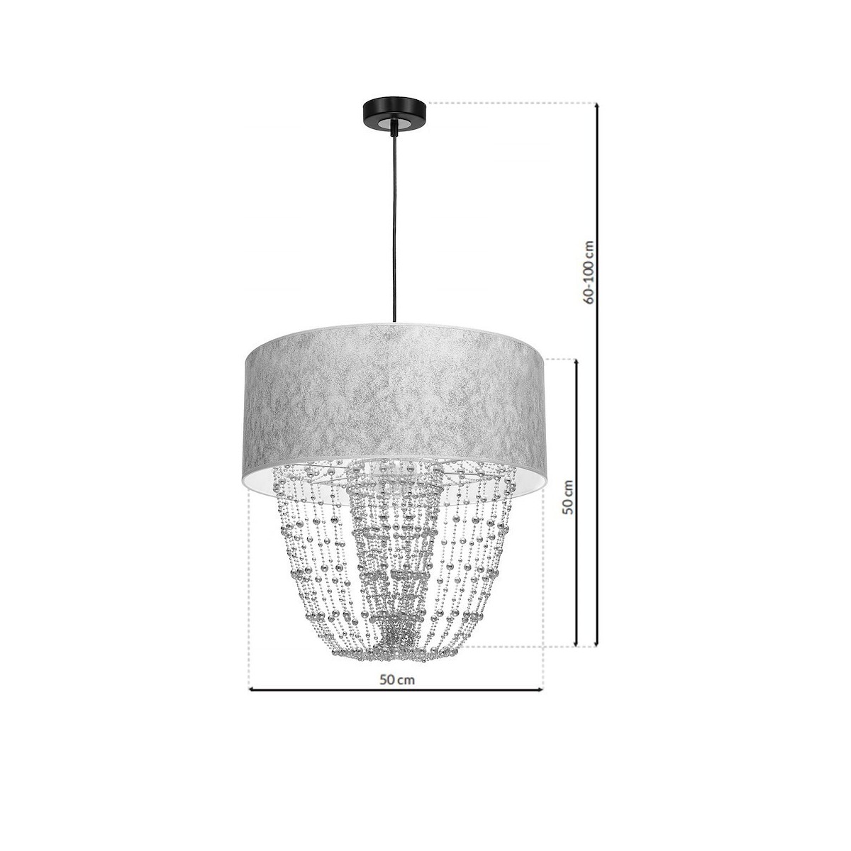 MiLagro Lampa wisząca ALMERIA SILVER/BLACK 1xE27 MLP6437