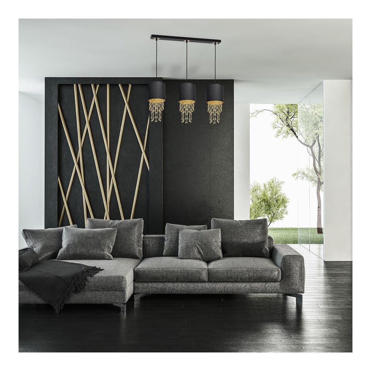 MiLagro Lampa wisząca ALMERIA BLACK/GOLD 3xE27 MLP64400